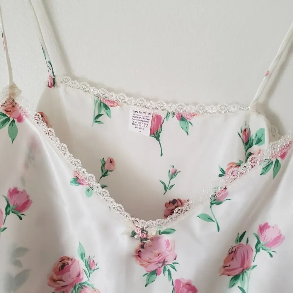 Vintage Antique Rose Lingerie Sleep Set Tank & Shorts Various Sizes